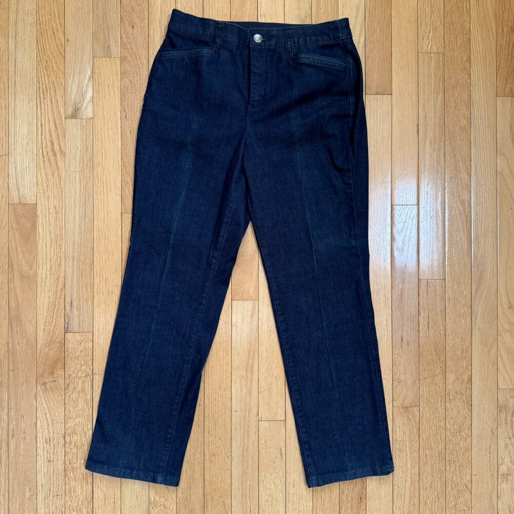 Sig. Slimming by Christopher & Banks Dark Wash Straight Leg Jeans Size 6 Short